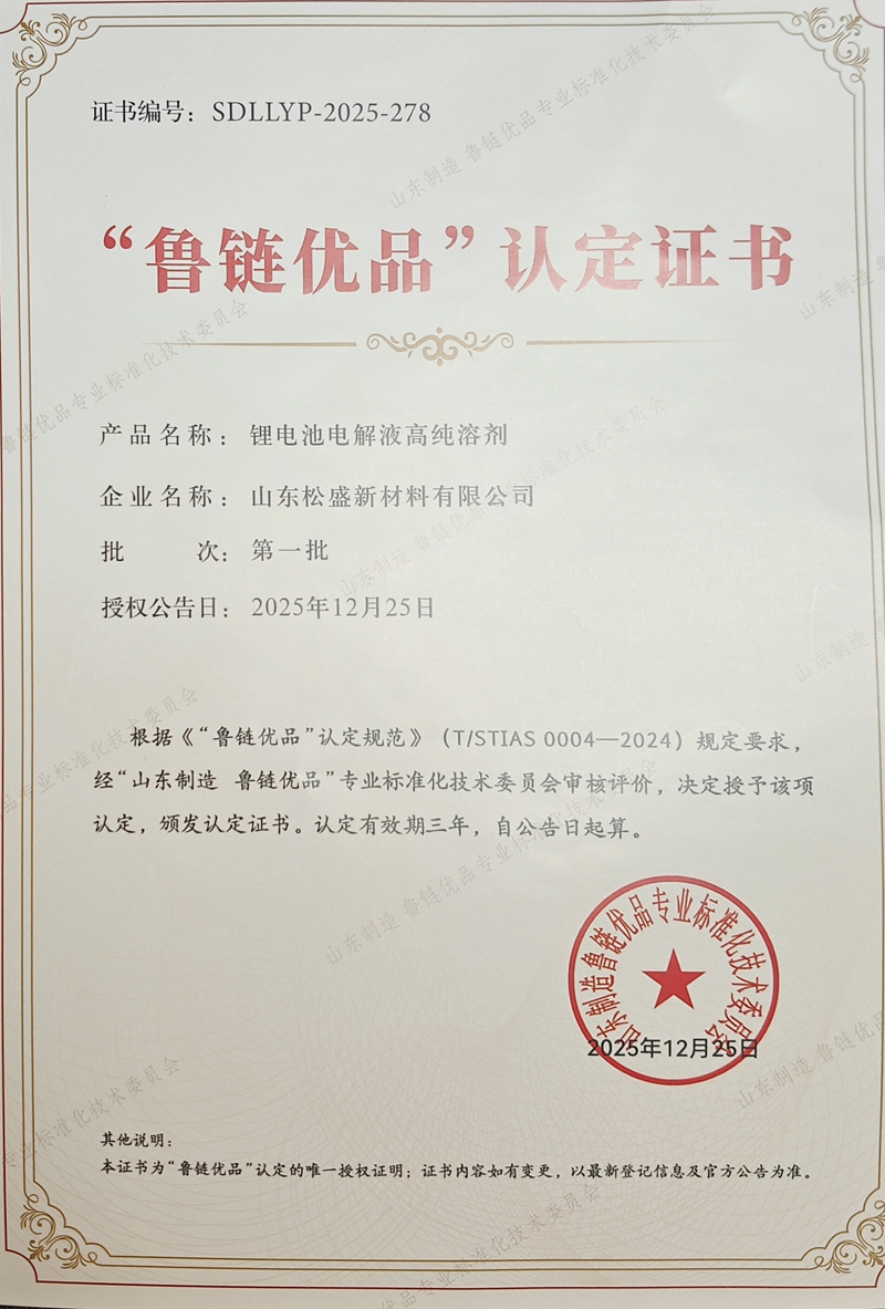 “鲁链优品”认定证书